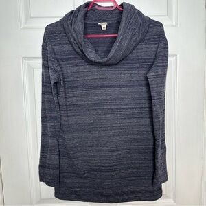 Merona Sweater Cowl Neck Blue & White Marled Size Medium